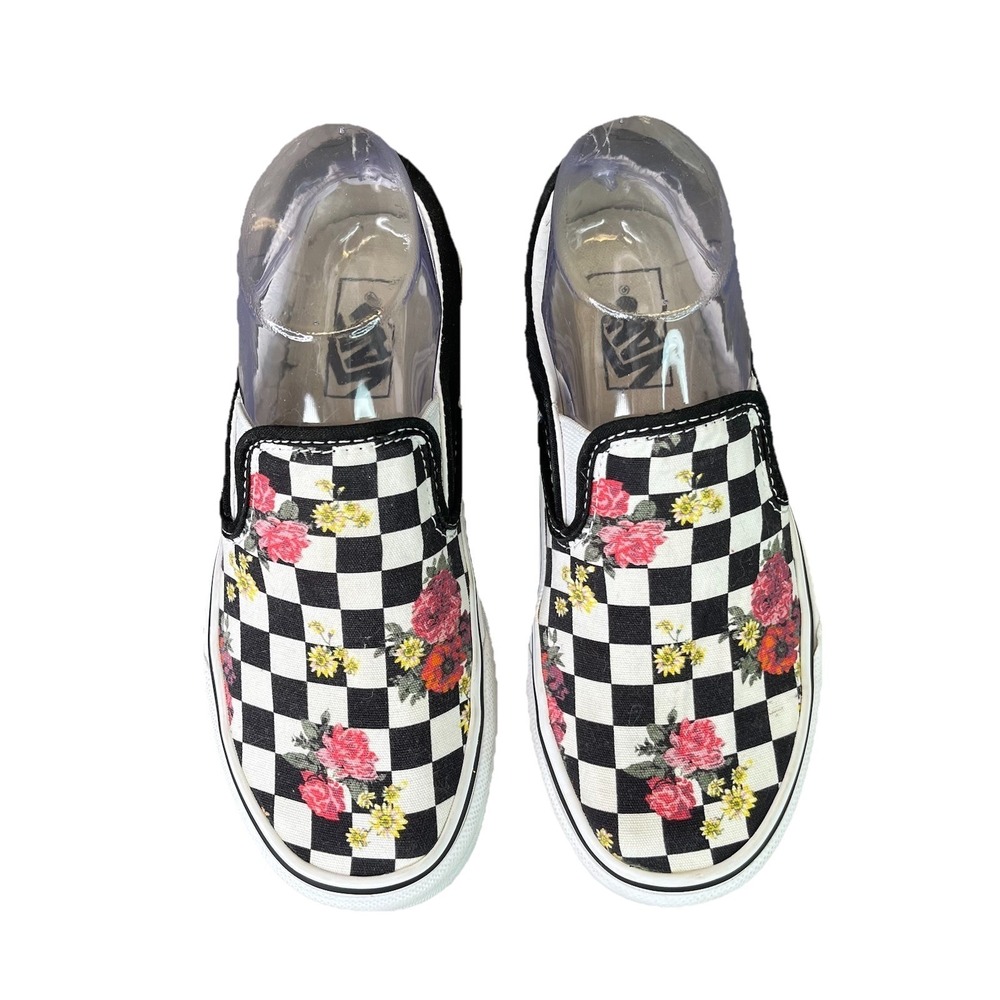 VANS OFF THE WALL Rose Poppy Daisy Floral Checkerboard Skate Shoes 6.5 ❤️sj15m7